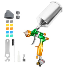 Load image into Gallery viewer, BEETRO HVLP Professional Gravity Feed Air Spray Gun, 280-320mm Wide Spray Pattern 1000ml Capacity 14CFM 29psi, 1.4mm Nozzle with Air Regulator, 1/4 Adaptor and Filter
